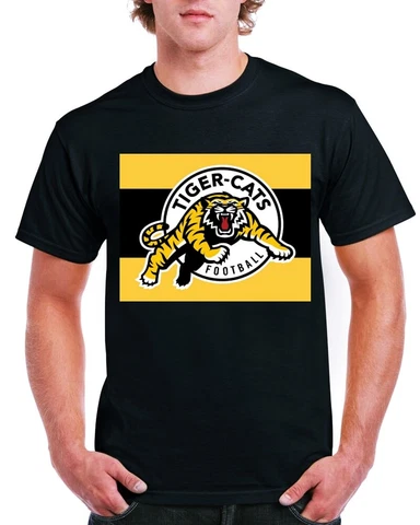 CFL  Hamilton Tiger Cats Logo T-Shirt Black or White 100% Cotton Men S to XL NEW Cover