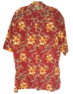 Natural Issue Mens XLT Shirt Red Yellow Floral Hawaiian Short Sleeve 100% Cotton - Image 1 of 4