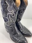 Tony Lama Teju Lizard  Boots Men Sz 12 D Black Leather Style 8570 Western Rodeo