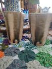 Vintage Handcrafted/Thrown Pottery 12 Oz  5"Tall Semi Matching Tumblers Sgnd Eb