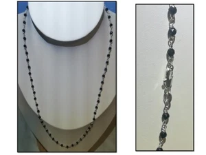 Collana girocollo spinello nero 3 mm argento montata "a rosario" 50 cm - Foto 1 di 1