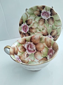 Stafford Japan Wide Mouth Cup and saucer set Floral Chintz Style 1950's - Picture 1 of 11