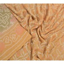 Sanskriti Vintage Indian Sarees Pure Silk Bandhani Printed Sari Craft 5Yd Fabric