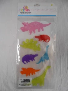 NEW Adorable Dinos Window Gel Clings Decorations 7 Dinosaurs Triceratops Stega! - Picture 1 of 2