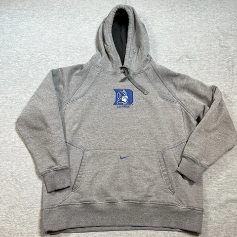 VTG Duke University Lacrosse Hoodie Mens Large Nike Center Swoosh Sweatshirt Cover