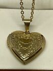 9Ct Gold Filled Large Heart Locket Pendant 20 Necklace Chain Free Gift Box