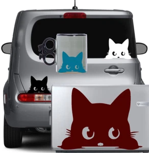 Calcomanía de vinilo pegatina impermeable Cat Peeking coche gatito bicicletas tazas cascos estuche CD - Imagen 1 de 21