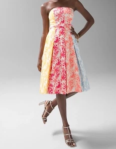 WHBM Dress 12 Strapless Roses Colorful Cocktail Coquette Feminine Romantic Boho - Picture 1 of 24