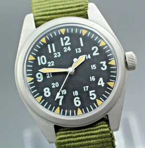 [Casi COMO NUEVO] Reloj para hombre vintage HAMILTON GG-W-113 34 mm esfera negra cuerda manual - Imagen 1 de 11