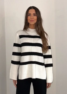Brand New Monsoon Black & White Striped Jumper Sizes 10 -20 - Image 1 of 2