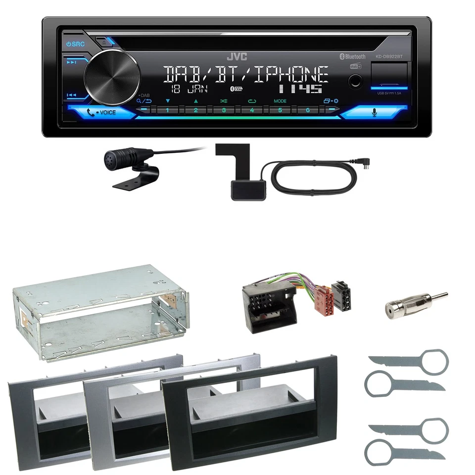 JVC KD-DB922BT Bluetooth DAB Einbauset für Ford Focus C-Max Fiesta Transit - Bild 1 von 1