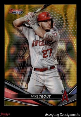 2022 Bowman's Best Gold Lava Refractors #14 Mike Trout 28/75 ANGELS - Image 1 of 2