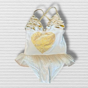 Floatimini heart tutu white gold tutu swimsuit Size 5 - Picture 1 of 4
