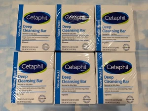 LOT (6) CETAPHIL DEEP CLEANSING BAR SOAP NORMAL OILY SKIN 3-4.5 OZ/PACK 18 BARS - Picture 1 of 1