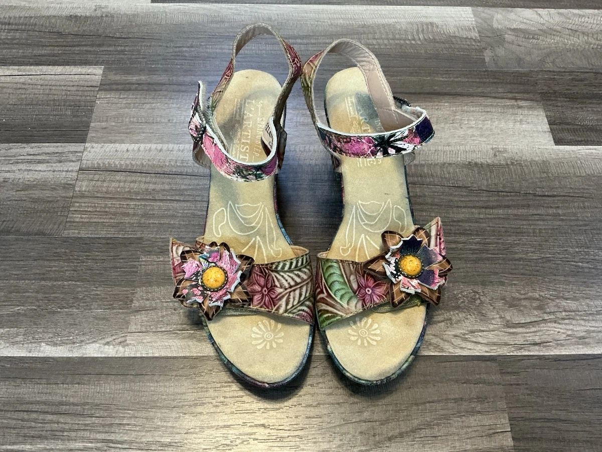 Zapatos De Tacón Con Plataforma De Cuña Con Diseño Floral