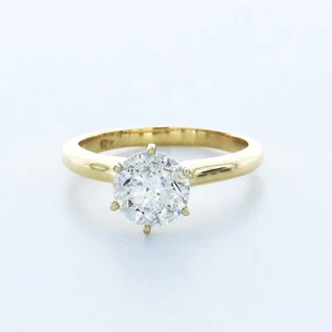 2.1CT Natural Diamond D/SI2 Round Cut 18K Gold Four-Prong Classic Solitaire Ring - Picture 1 of 4