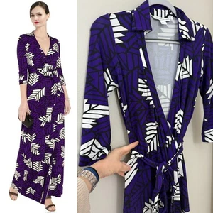 Diane von Furstenberg Maxi Wickelkleid Abigail lila klassisch Funky Mod S - Bild 1 von 14