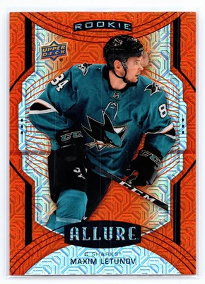Maxim Letunov 2020-21 Upper Deck Allure Rookie Orange Slice SP #102 San Jose - Image 1 of 2