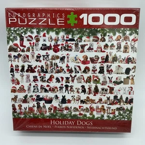 NEW EuroGraphics 1000 Piece Holiday Dogs Christmas Jigsaw Puzzle Sealed - Picture 1 of 8
