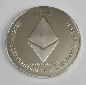 1x Ethereum / ETH Collectable Coin in case Commemorative Coin Gifts (Silver) - Picture 1 of 2