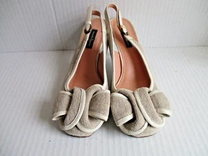 Nanette Lepore Taupe and White RETRO Slingback Pumps - Size 6.5B - Picture 1 of 8
