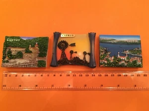 CYPRUS - SEA☑️WINDMILLS☑️GREECE BEACH BUILDINGS - Resin Magnet Set OF 3☑️ LOT 94 - Picture 1 of 2