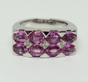 18K White Gold Natural Oval Pink Sapphire & Diamond Ring Size 5.25 MSRP $8,000 - Picture 1 of 13