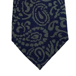 Michael Kors Mens Paisley Wool Blend Classic Neck Tie Blue 3 1/8" - Picture 1 of 4