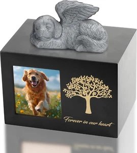 Didibirdi Pet Urn for Dog Ashes Dog Box Wooden Black Dog Urns for Ashes Pet A... - Picture 1 of 12