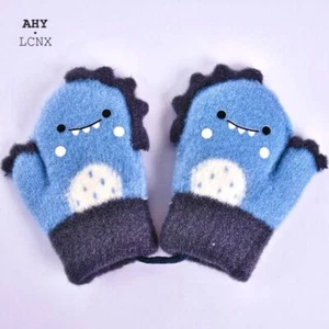 Animal Printed Cartoon Pattern Mittens Children Accessories Knitted Winter Glove - Picture 1 of 17