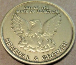 Alcoholics Anonymous AA Medallion NA Bronze Out of the ashes coin Chip TOKEN - Picture 1 of 6