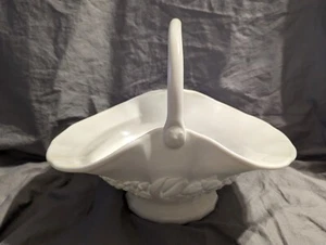 Indiana Glass Della Robbia Fruit Basket, Milk Glass, 8 3/4" H, Vintage PRE-OWNED - Picture 1 of 14