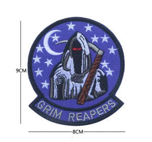 Parche moral bordado de gancho y bucle Grim Reapers ejército marina USMC fuerza aérea LEO - Imagen 1 de 2