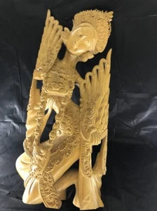 21 Zoll Vintage chinesische Buchsbaum Holz geschnitzt Skulptur Statue - Bild 1 von 10