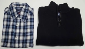 2 pieces: Boys Small (5/6) 1/4 zip sweater w/ button down shirt - Children's Pla - Picture 1 of 4