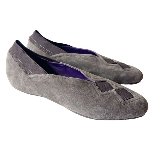 VANS Scarpe slip on ammortizzate Van Eli 10N grigio pelle scamosciata strette strette elastiche imbottite in pelle