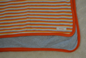 Old Navy Orange Stripes Baby Blanket Gray Reversible White Cotton Lovey