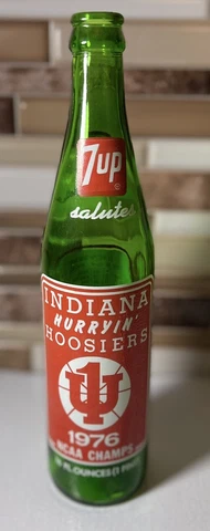 1976 ACL INDIANA " Hurring Hoosiers" 32-0 UNDEFEATED National Champ - 7up Bottle Cover