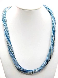 Seidenfaden Collier Halskette mit massivem 316L Edelstahl Magnetverschluss - Bild 1 von 6