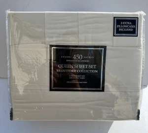 Luxus Satin Brentford Kollektion 450 Fäden Weiß Queen 6-teiliges Lakenset Neu mit Etikett - Bild 1 von 11