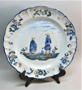 Fine 14.5" KELLER & GUERIN Hand-Enameled Platter Plate  c. 1870s  antique French - Picture 1 of 8