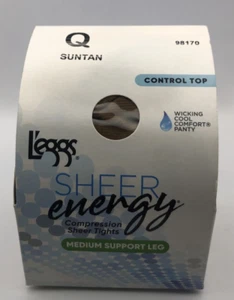 L’eggs Sheer Energy Control Top Wicking Cool Sheer Toe Pantyhose Q SUNTAN - Picture 1 of 4