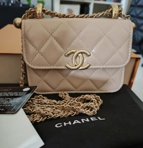 CHANEL PERFECT FLAP COIN PURSE WITH CHAIN  W/ RECEIPT! - Picture 1 of 12