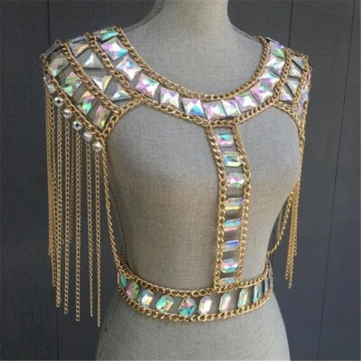 Lady Body Chain Harness Tassel Bead Costume Stage Dance Wear Gothic Rock Stylish - Image 1 of 4