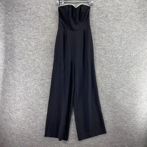 H&M Jumpsuit Women 2 Black Zipper Strapless Straight Sweetheart Casual Solid - Picture 1 of 7