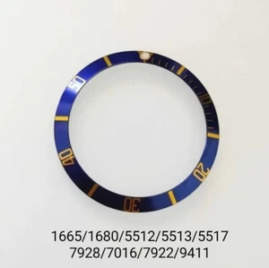 Aftermarket Bezel Insert Blue/Gold Compatible Rolex Submariner 1680/1665/5513 - Picture 1 of 2
