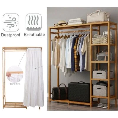 Kleiderschrank Garderobenständer mit Organizer Garderobenschrank Massivholz DE - Bild 1 von 4