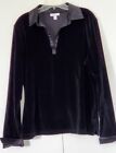 Charter Club Womens Black Suede Long Slevees BLOUSE sz XL