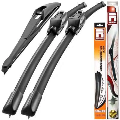 Windscreen Wiper Blades Front + Rear Fits Renault Mode, Grand Mode, 2004-2012 - Image 1 of 4