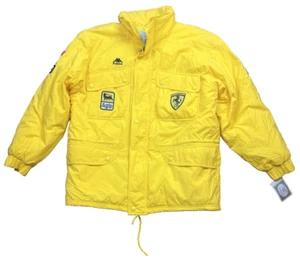 Kappa Agip Marlboro Ferrari Yellow Men's Puffer Zip Up Jacket Size L - Picture 1 of 22